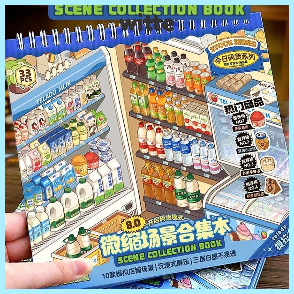 Nhãn dán phong cảnh WITTE, 10 cảnh 33 tờ Nhãn dán cảnh cửa hàng dễ thương, Nhãn dán cảnh thu nhỏ PET