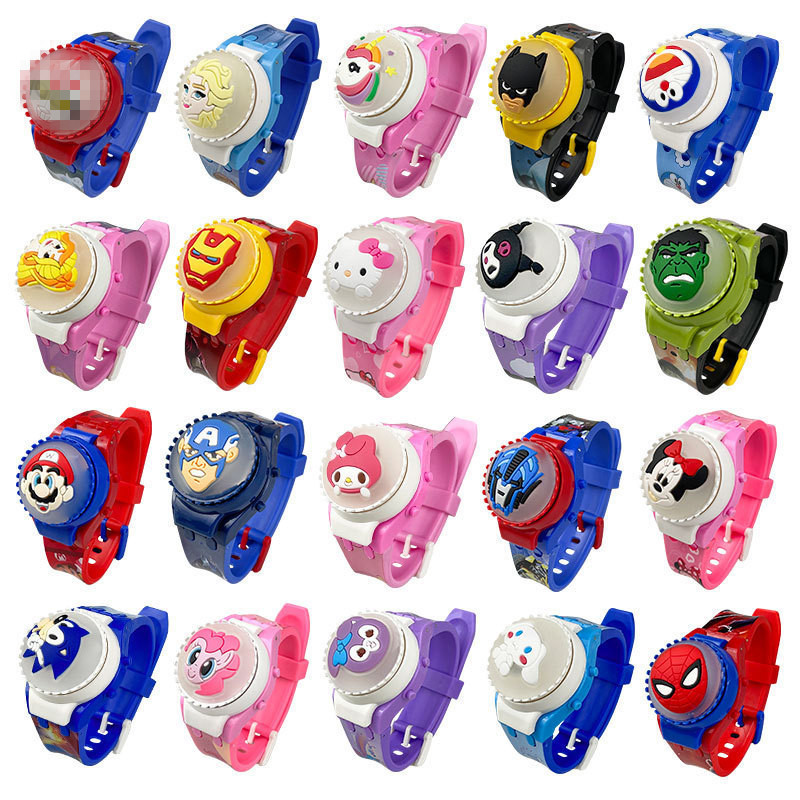 Hoạt Hình Dễ Thương Đồng Hồ Điện Tử Xoay Đèn Đồng Hồ Dạ Quang Xoay Trẻ Em Mẫu Giáo Đồng Hồ Đồ Chơi Cho Bé