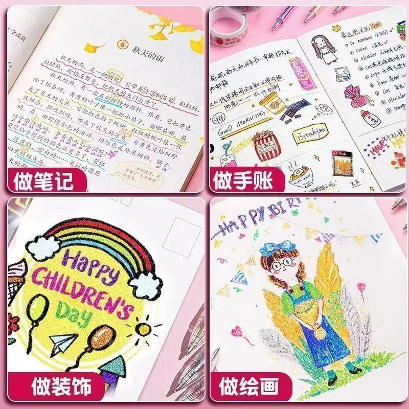 Hàng sẵn có Kuromi 48 màu Glitter Gel Pen Color Glitter Gel Pen Set Universal Oily và Set Glitter Pe