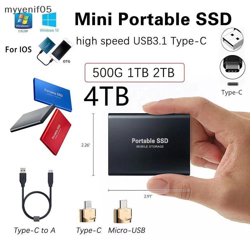 Myyenif Ổ cứng di động Loại ổ cứng di động 4TB/2TB/1TBGB C USB3.1 ổ cứng SSD di động VN