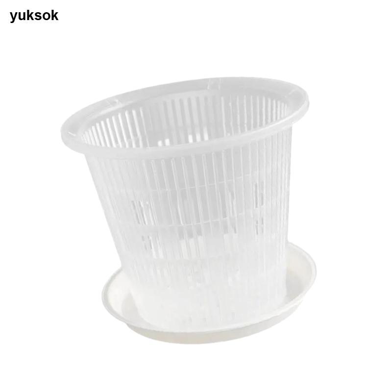 Chậu hoa lan trong suốt có đĩa thoát nước Chậu trồng hoa PP thoáng khí cho chậu hoa lan ngoài trời t