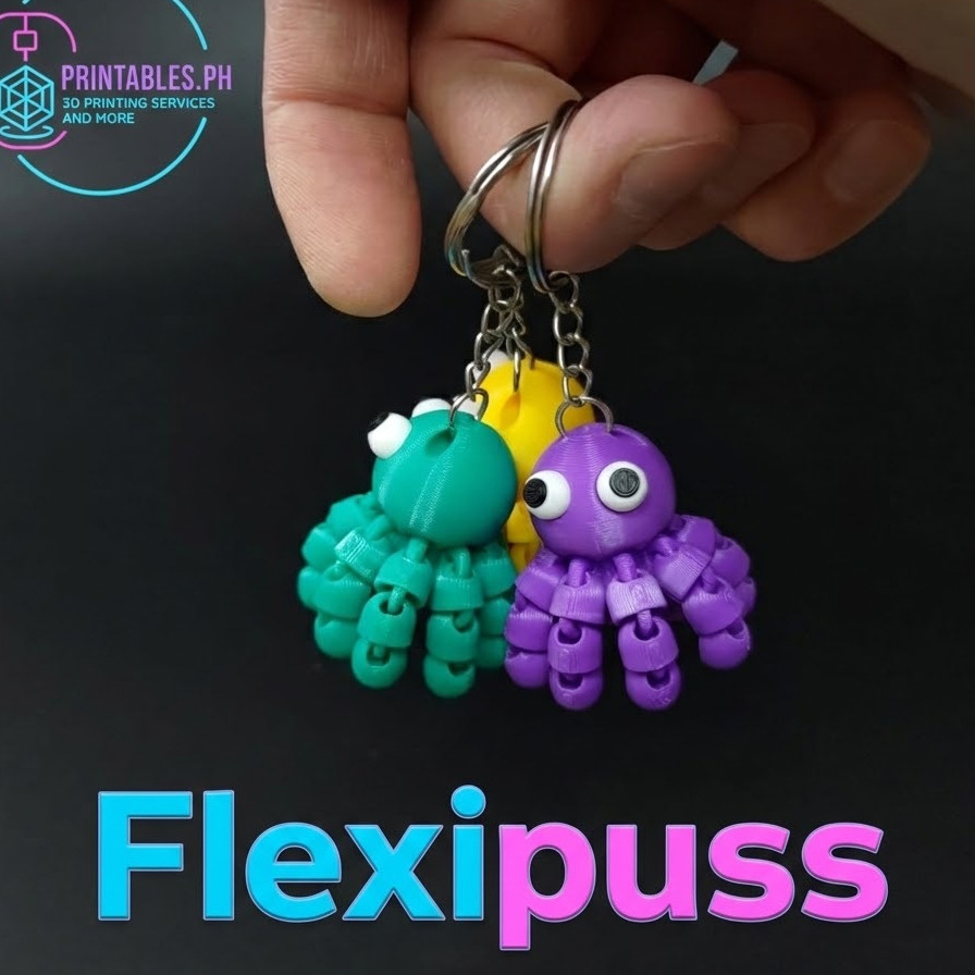 Flexipuss – The Wobbly Articulated Octopus Keychain 3D Printed Fidget Buddy