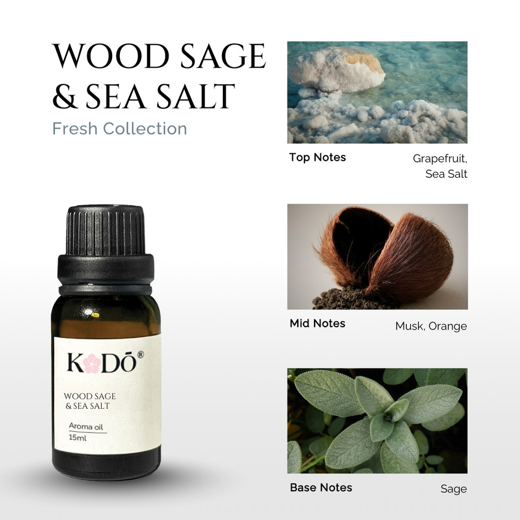 Tinh Dầu Hương Muối Biển KODO Wood Sage & Sea Salt - Tinh Dầu Xông Phòng Sang Trọng, Thanh Mát, Thư 