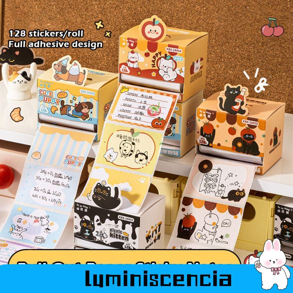 LUMINISCENCIA Marking Notepad, Puppy / Kitten Giấy dán đầy đủ dính, Giấy nhắn tin kéo ra dễ thương