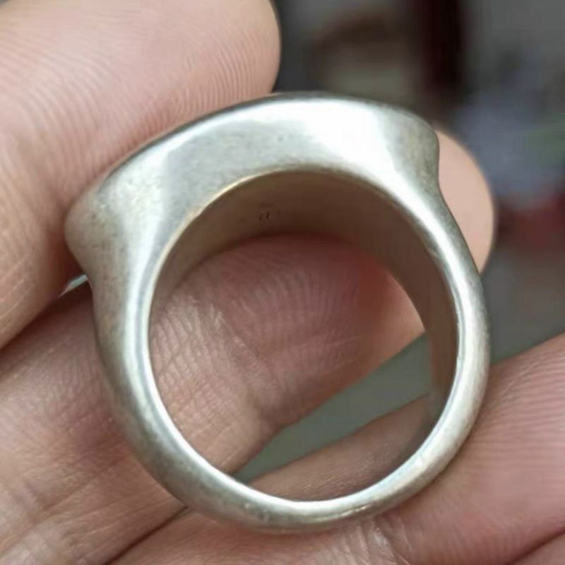 Nhẫn Bạc Cũ Yên Nhẫn Bạc Bộ Sưu Tập Cổ Hàng Cũ Nguyên Chất Chắc Chắn Nam Nữ Nhẫn 3.18