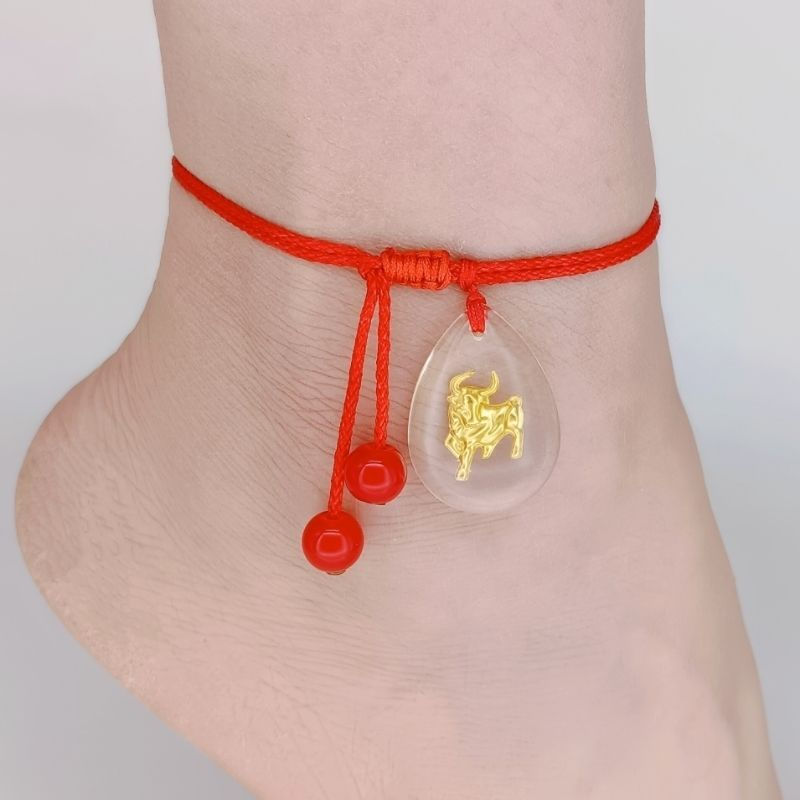 TB Spot Goods#New12Zodiac women's anklet with red string and lucky beads, sexy ankle charm with the 