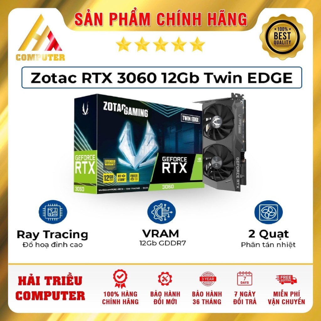 [CHÍNH HÃNG] VGA Zotac RTX 3060 12Gb Twin EDGE, Card màn hình chính hãng 3060 12g BH 36 Tháng
