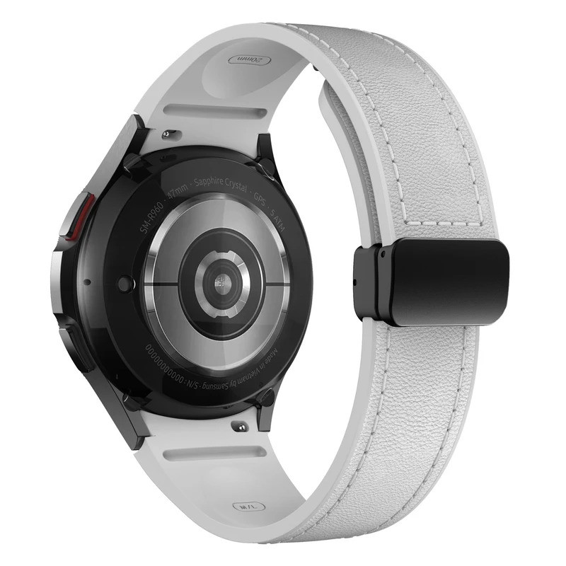 Dây da + silicone cho Samsung Galaxy Watch 7 6 5 4 44mm 40mm 20 Vòng tay Galaxy Watch6 Watch4 Classi