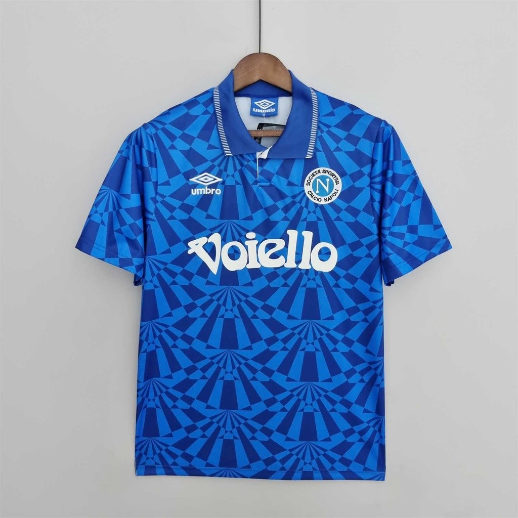 91-93 Napoli Home Retro Soccer Jersey Áo thun thể thao bóng đá