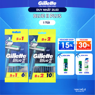 [Mua 8 Tặng 2] Dao Cạo Râu Gillette Blue II Plus - Gói 8 Cây Tặng 2/ 5 Cây Tặng 1