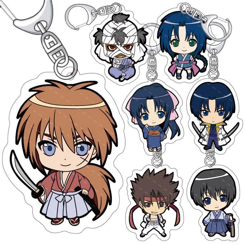 6CM Rurouni Kenshin keychain Acrylic Cartoon Figure Sanosuke Sagara Collectible Merch Bag Pendant Ha
