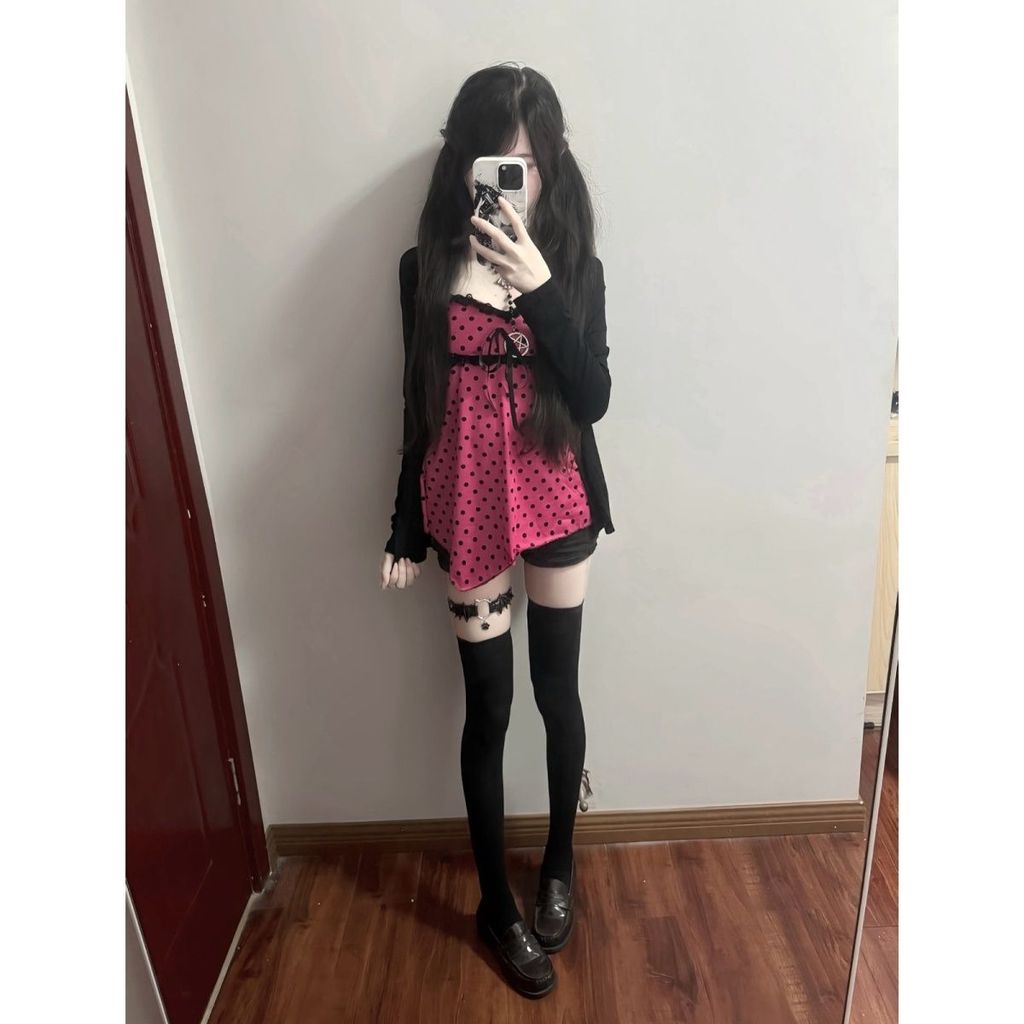 Tie Top Nhỏ Làn Sóng Đen, Áo Cardigan Màu Hồng và Bộ Đồ Hai Mảnh G2D8 - Phong Cách Thời Trang Mới và