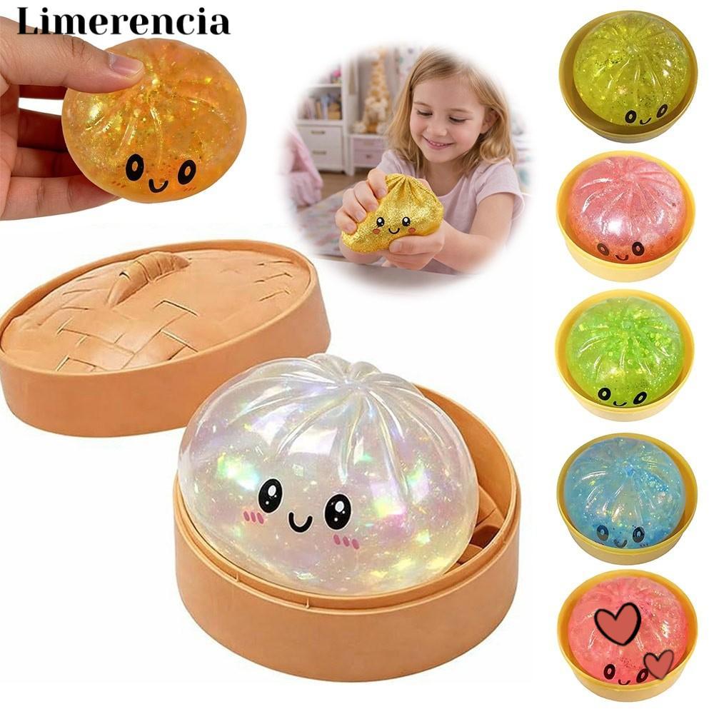 LIMERENCIA Bánh Bao Đồ Chơi Squishy, Lấp Lánh Với Máy Hấp Bún Nhồi Bông Squishy Pinch Le, Mềm Mại Ch
