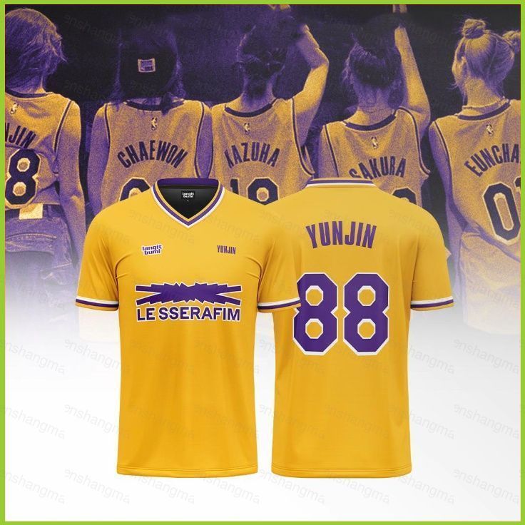 Áo thun SSERAFIM Jersey mùa hè tay ngắn cho Sakura Kim Chaewon, Huh Yunjin, Kazuha và Hong Eunchae -