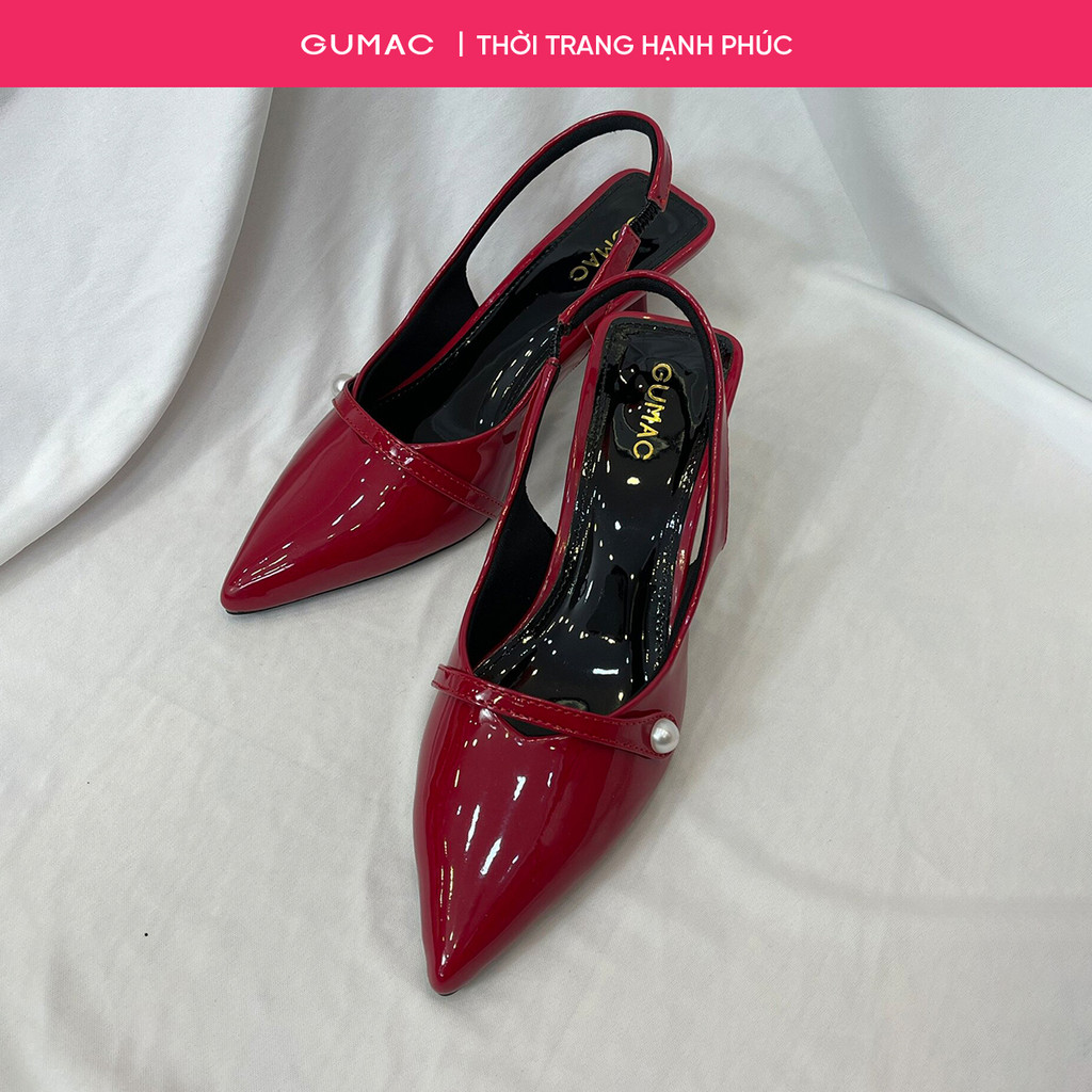 Giày cao gót GUMAC mũi nhọn có dây khuy trang trí cao 6,5cm GG03018