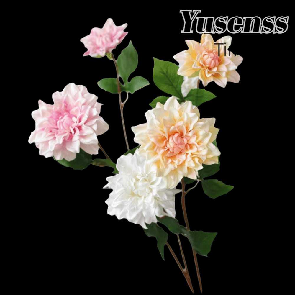 YUSENSS Hoa Dahlia nhân tạo, Chất liệu sắp xếp hoa đầy màu sắc Cảm ứng thật Dahlia, DIY Đám cưới Han