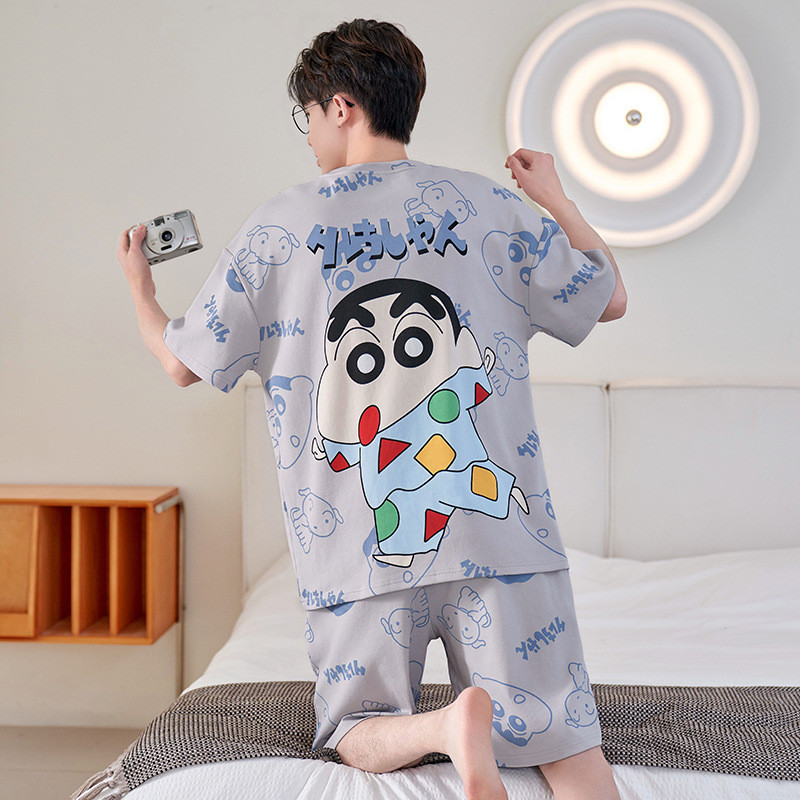 薄款斤加大码睡衣男士款夏季短袖卡通青年夏舒适家居服套装Thin Jin Plus Size Pajamas Men's Summer Short Sleevetevkykw1234vn20260328