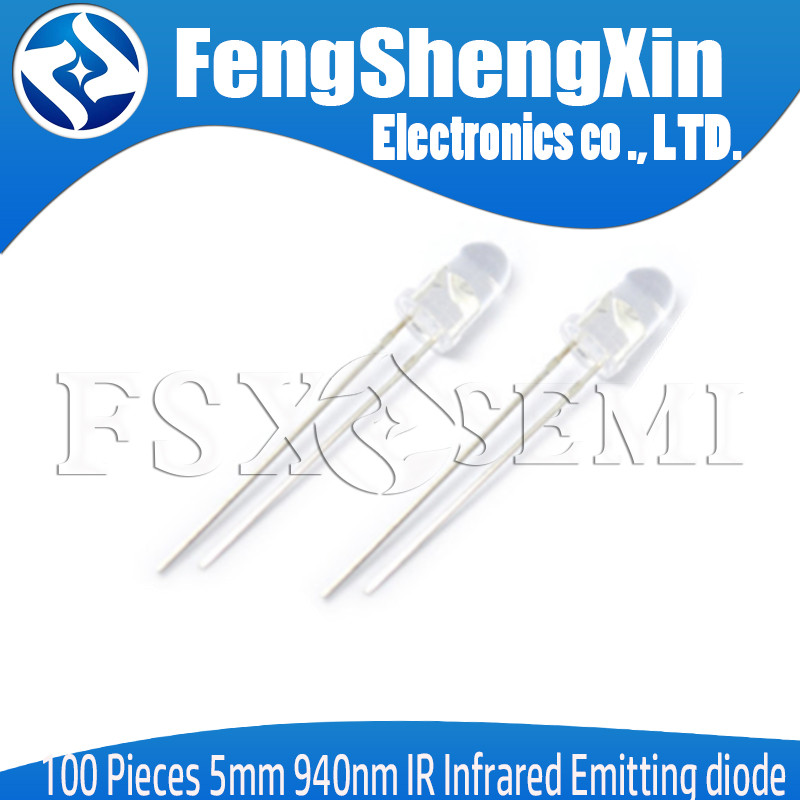 100 chiếc 5mm 940nm LED IR Hồng Ngoại Phát Sáng Diode Ống Tròn