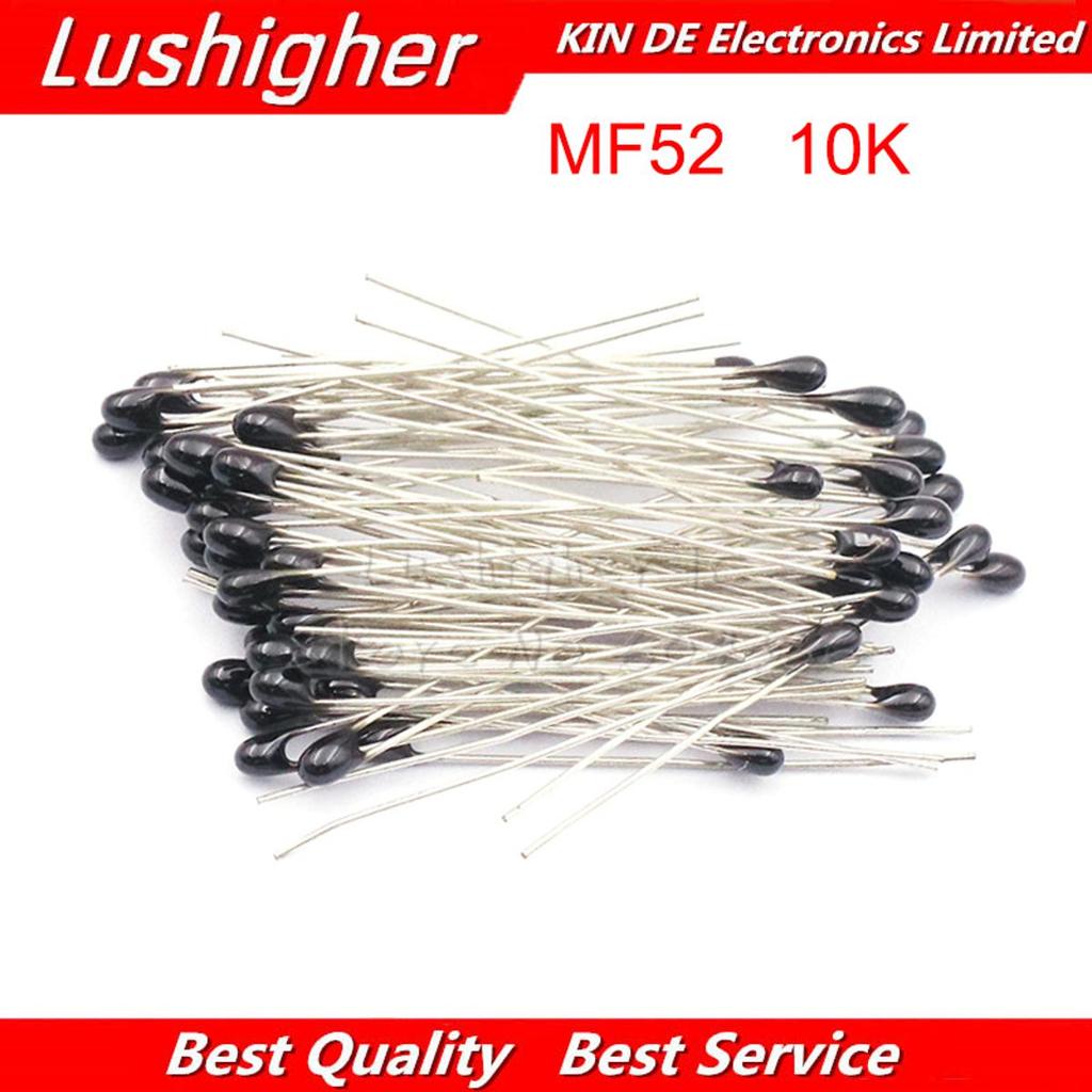 100 chiếc 10k OHM NTC MF52AT 3950 Điện trở nhiệt NTC-MF52AT MF52 10K + / -1% Điện trở nhiệt