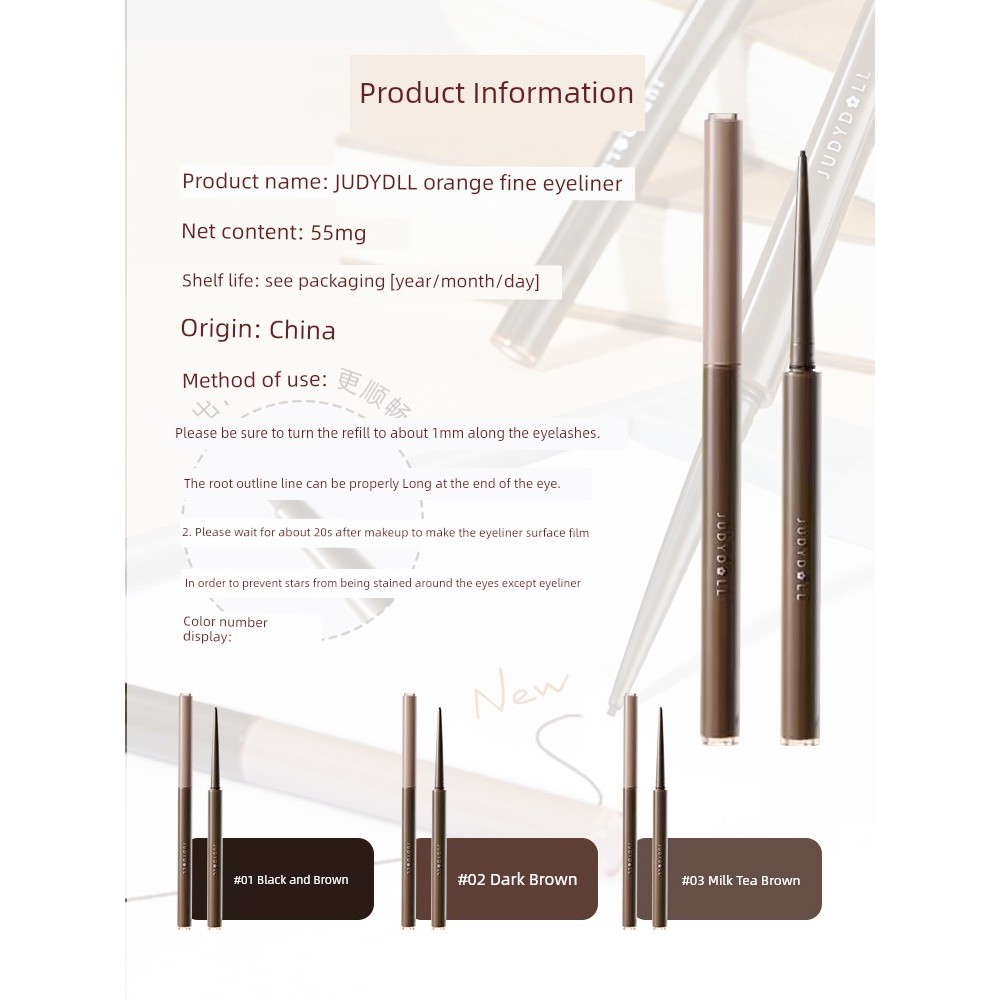 Judydoll Judydoll Fine Eyeliner Gel Pen Chống Thấm Nước Nhanh Khô Mịn Giữ Trang Điểm Không Mờ Fine E