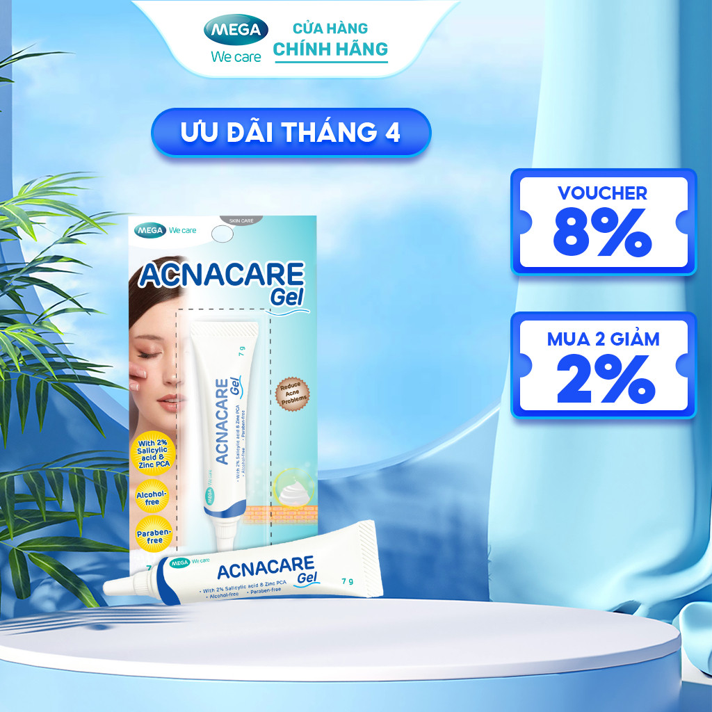 Gel giảm mụn, giảm nhờn, sạch tế bào chết, mềm da - ACNACARE GEL Mega We Care (7g)