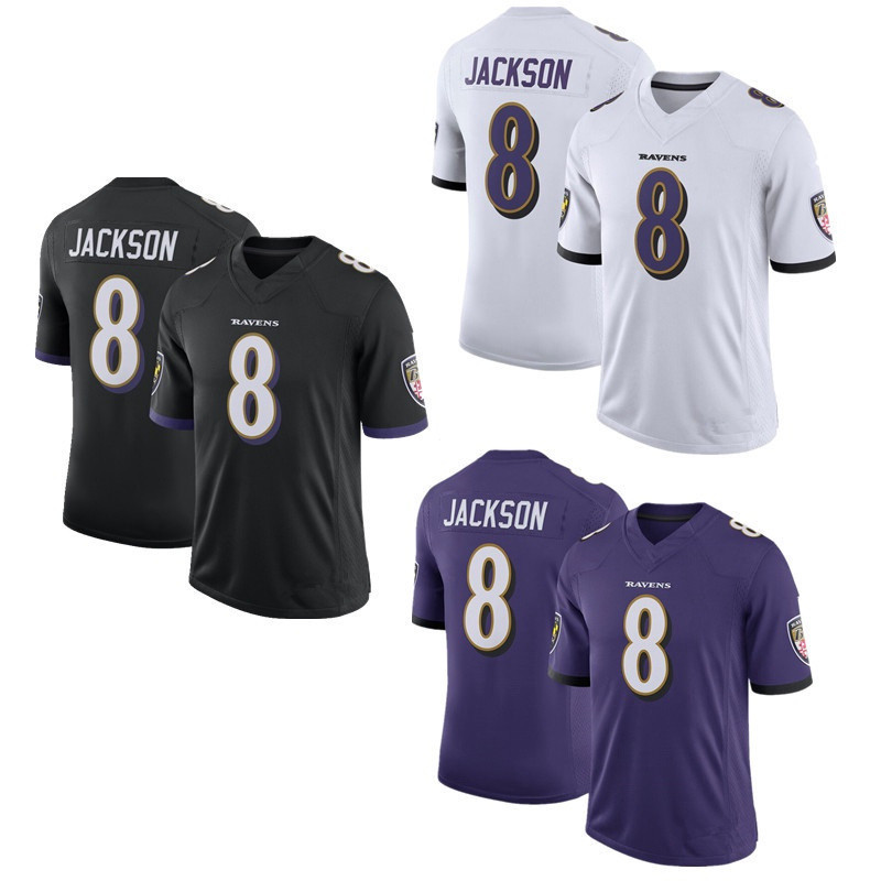 UMI-Q NFL Jerseys Crow Team 8 # Jackson áo thun người hâm mộ bóng đá