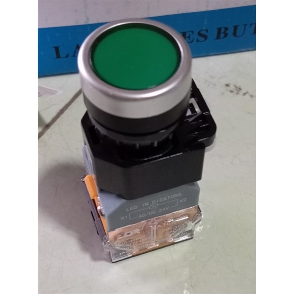 Nút Nhấn Giữ Có Đèn LA38-11DN Màu Xanh 24V – Nút Nhấn Tự Giữ Φ22