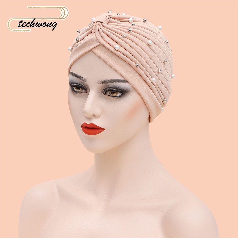 Mũ Hijab polyester đính hạt nhiều màu sắc, phù hợp với style áo dài Ả Rập