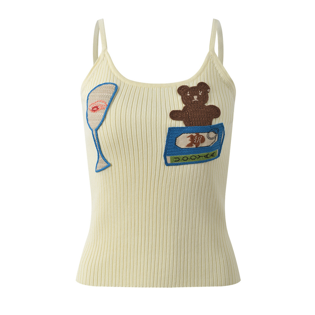 XMJX Sand‘’‘’ 2025Summer New Bear Embroidery Sweet Age-Reducing Inner Wear Beautiful Back Slimming K