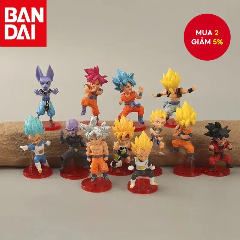 Bandai 12 cái mô hình nhân vật mini Dragon Ball 8cm Goku Vegeta Beerus Broli Super Saiyan, tượng PVC