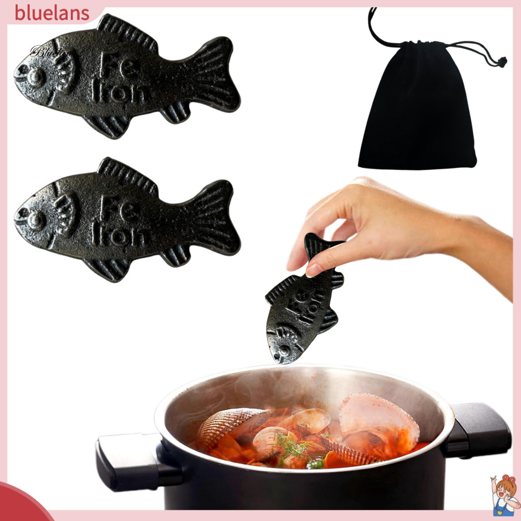 Dụng cụ nấu ăn cá sắt BLU Túi đựng cá sắt 2 chiếc Dụng cụ nấu ăn bổ sung sắt tự nhiên cá sắt có túi 