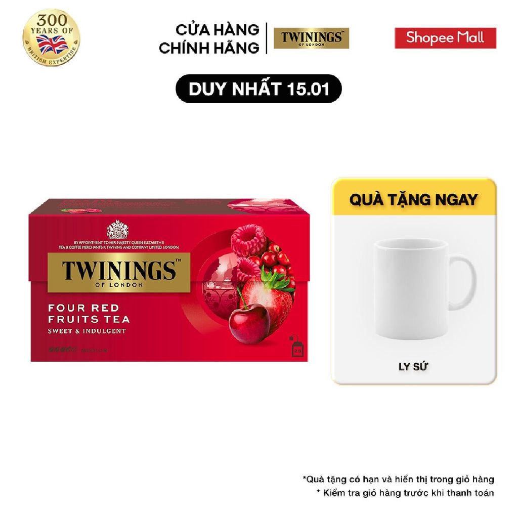 Trà Túi Lọc 4 Vị Twinings Four Red Fruits Tea - Hộp 25 Gói 2G