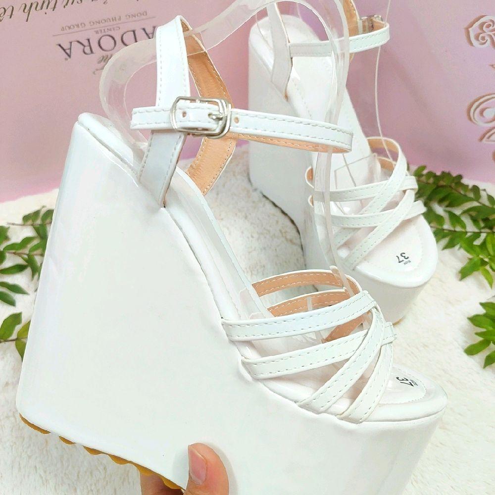 Giày cô dâu, giày cưới gót trơn 15cm, đúp trước 7cm, giày siêu nhẹ,  quai đan chéo ôm chân dễ đi, mặc áo dài, váy cưới