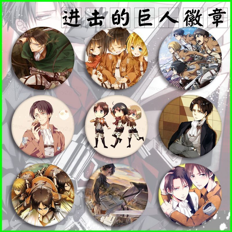 GC Attack on Titan Huy hiệu anime Levi · Ackerman Mikasa · Ackerman Eren Jäger mặt dây chuyền trâm c