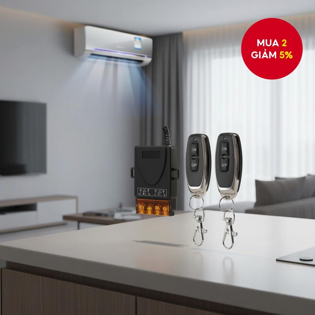 Bộ phát RF 433MHz AC 110V 220V, rơ le 30A, bộ điều khiển 1 kênh và 2 nút điều khiển từ xa không dây 
