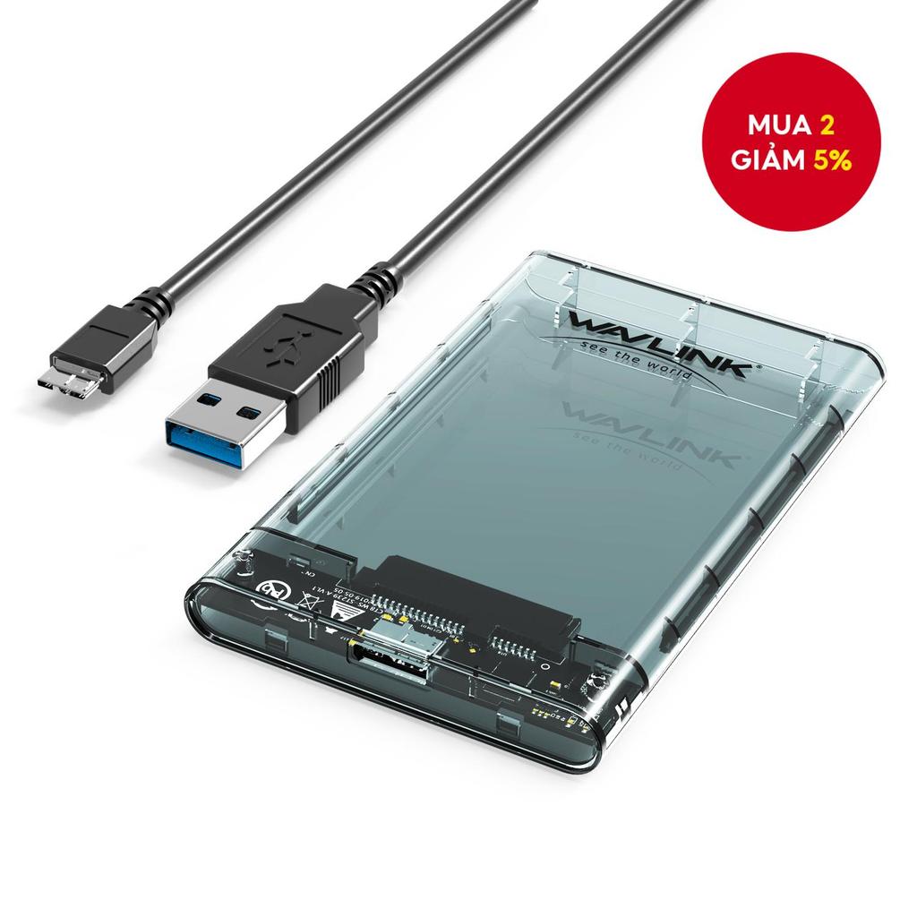 Vỏ ổ cứng WAVLINK 2.5 "Vỏ ngoài ổ cứng HDD / SSD Max 4TB