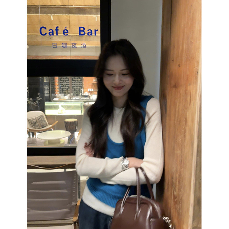 Áo len dệt kim nhiều lớp cổ chữ U từ thương hiệu OUNCE Hàn Quốc - SR-STUDIO