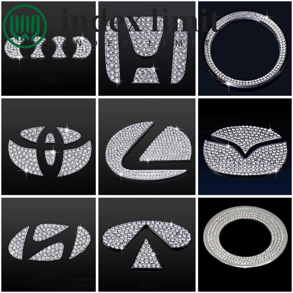 INDEX Giới Hạn Nhãn Dán Xe Toyota Cho Mazda Vô Lăng Logo 3D Dán Kim Cương Giả BMW Auto Decor Decal