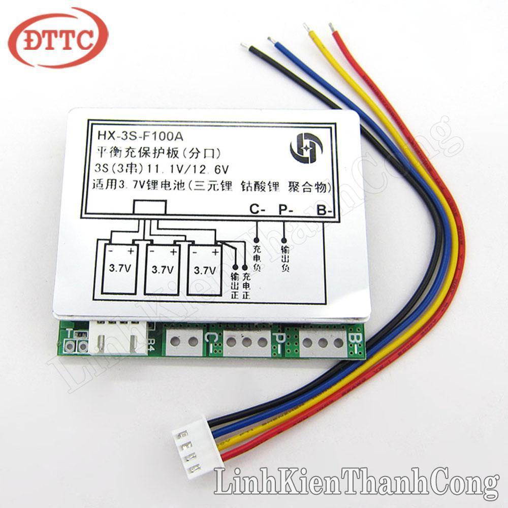 Mạch Bảo Vệ Pin 18650 BMS 3S 100A HX-3S-F100A Hệ 3 Cell Nối Tiếp