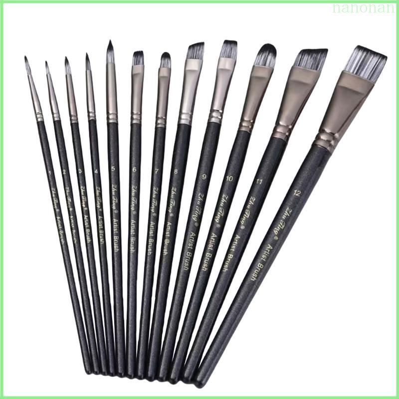 Nan 12 Chiếc Chuyên Nghiệp Nghệ Sĩ Paintbrush Cho Acrylic Màu Nước Gouaches Dầu Paintin
