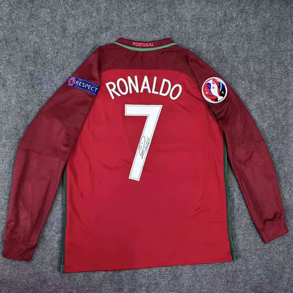 Bộ sưu tập quạt dài tay DIY Retro Football Top Real Madrid Bồ Đào Nha Juventus C.Ronaldo 's Kỷ Niệm 
