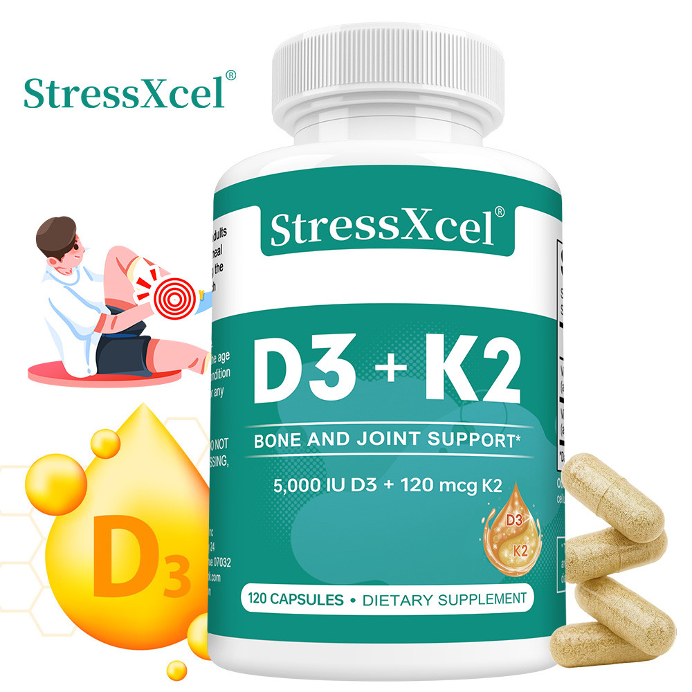 Viên uống bổ sung Vitamin D3 + K2, 5000 IU – hỗ trợ sức khỏe xương khớp và tim mạch.