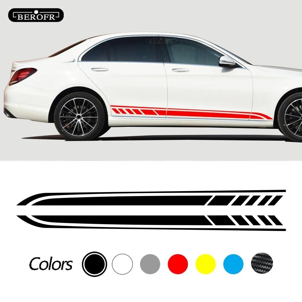 2 Chiếc Cửa Xe Bên Miếng Dán Sọc Decal Cho Xe Mercedes Benz C Class W205 W204 W203 C63 C180 C200 C30