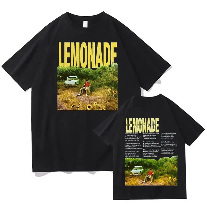 Áo thun Cotton Hip Hop thời trang cổ điển Quá khổ Louis Tomlinson Lemonade Tour Nam Nữ Dạo Phố