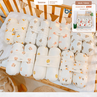 Bộ gối chặn cho bé Boona vải muslin cao cấp tạo cảm giác êm ái giúp bé ngủ ngon chống giật mình