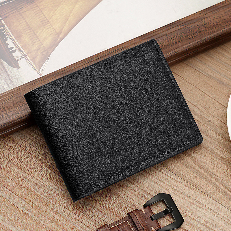Premium In-Stock#Hot selling product Men's Short Soft Leather Wallet pu Leather male young student w