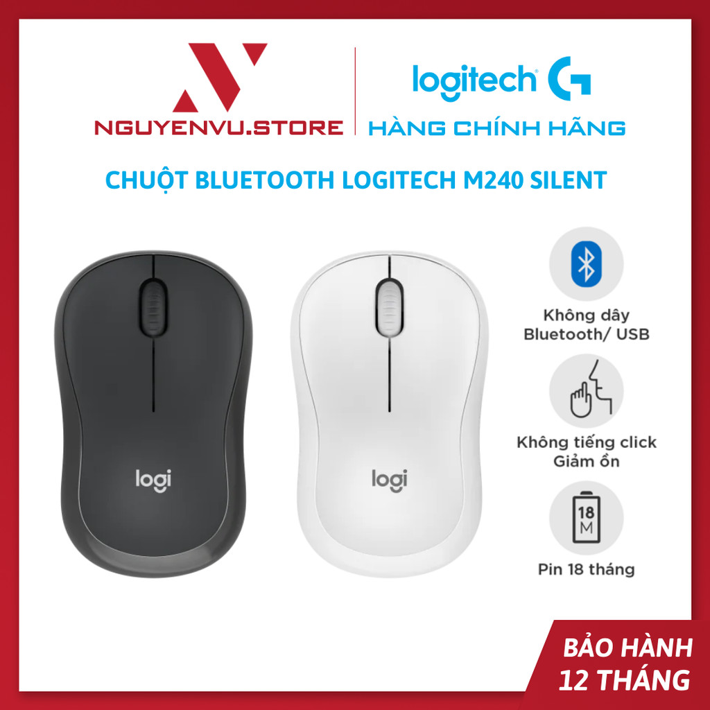 [KHO HN - HCM] Chuột máy tính không dây Logitech Bluetooth M240 - Hàng Chính Hãng