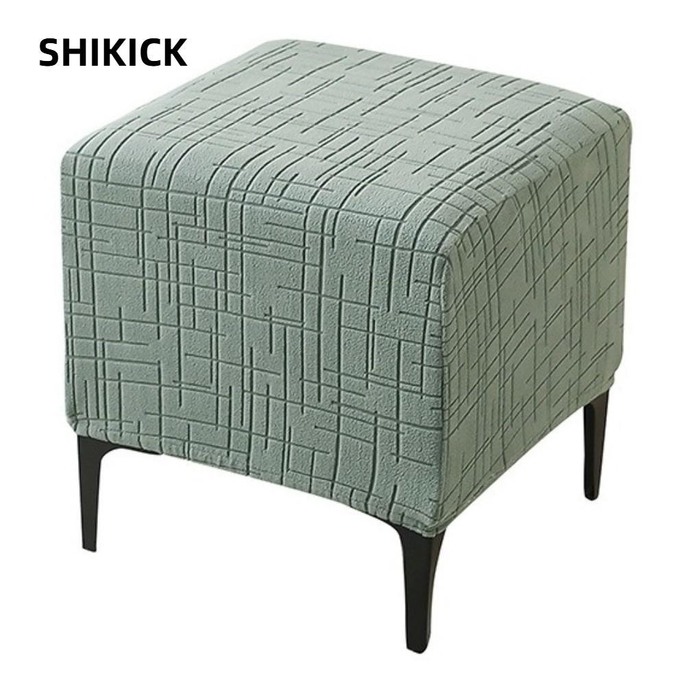 SHIKICK Vuông Phân Cover, Hình Chữ T Đàn Hồi Jacquard Ottoman Cover, Màu Trơn Mềm Chân Trang Trí Nhà