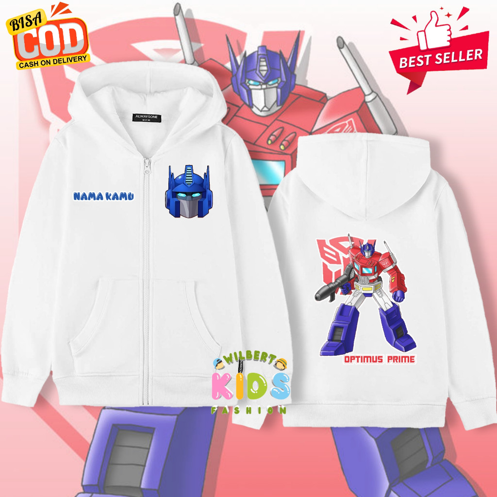 Áo Hoodie / áo khoác có khóa kéo dành cho trẻ em Transformers Optimus Prime