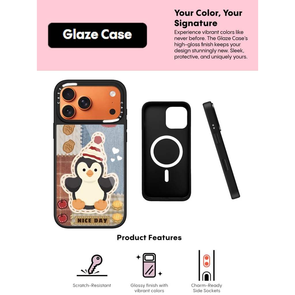 CASECASE X Nice Day Penguin Case Chống Trầy Xước Từ Hút Kính Cho IPhone 17 Air 16 15 14 Pro Max Plus